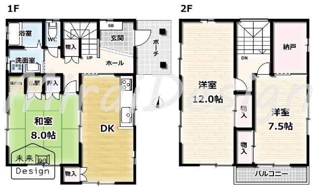 宇治市伊勢田町北山　中古戸建住宅 間取り図画像
