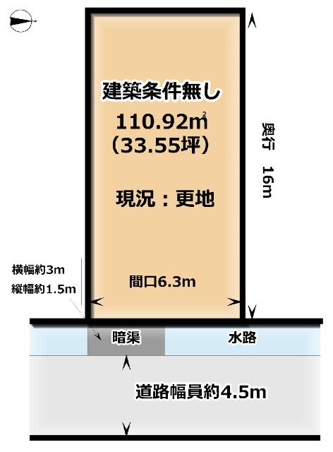京田辺市興戸南落延　建築条件無し　売土地 区画図