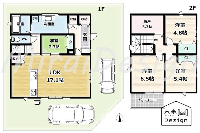 城陽市寺田大畔　中古戸建住宅 間取り図画像