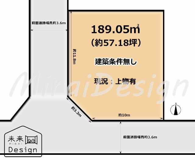 宇治市広野町桐生谷　建築条件無し　売土地 区画図