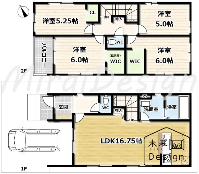 宇治市広野町寺山　2号地　新築戸建住宅 間取り図画像
