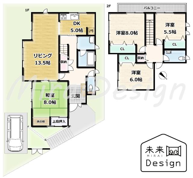 京田辺市花住坂3丁目　中古戸建住宅 間取り図画像