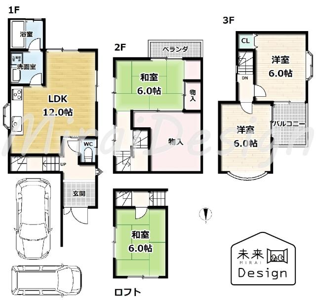 宇治市伊勢田町砂田　中古戸建住宅 間取り図画像