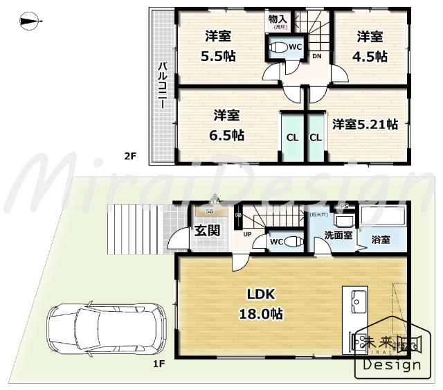 宇治市大久保町上ノ山　2号地　新築戸建住宅 間取り図画像