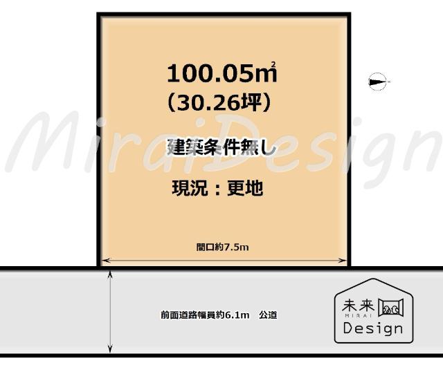 城陽市富野堀口　建築条件無し　売土地 区画図