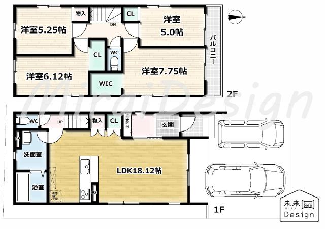 宇治市五ケ庄一里塚　1号地　新築戸建住宅 間取り図画像