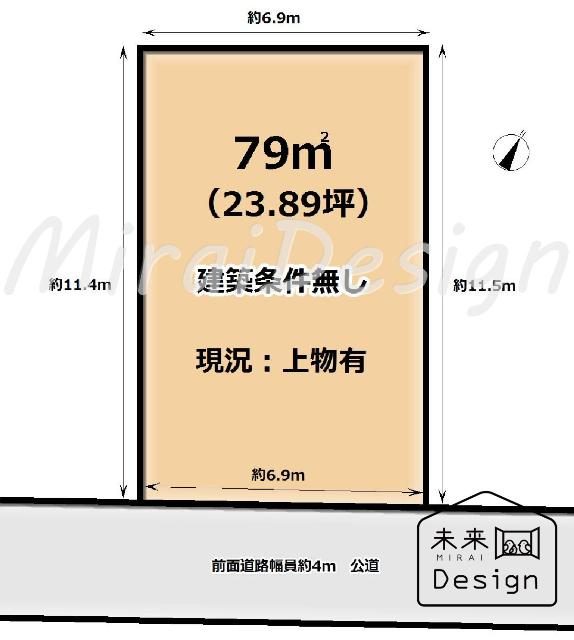 宇治市広野町大開　建築条件無し　売土地 区画図