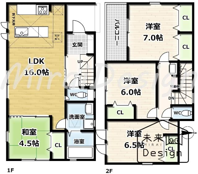 宇治市莵道池山　2号棟　新築戸建住宅 間取り図画像