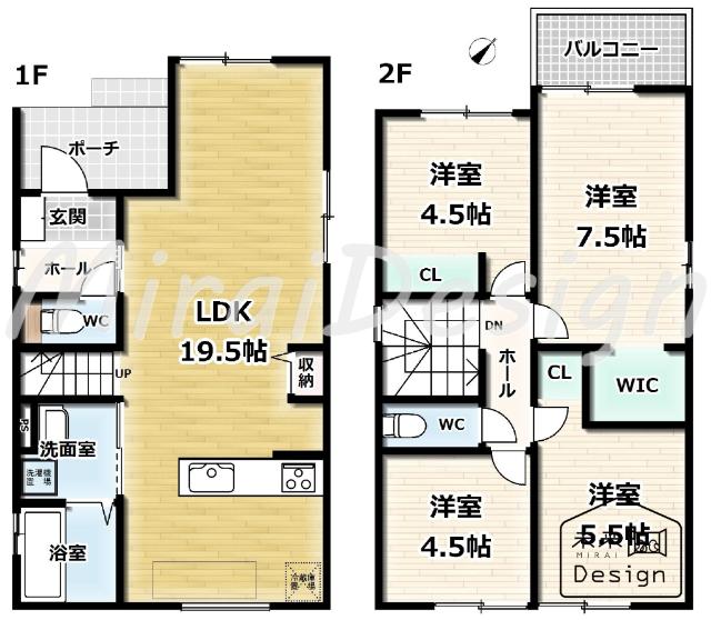 宇治市小倉町蓮池　新築戸建住宅 間取り図画像