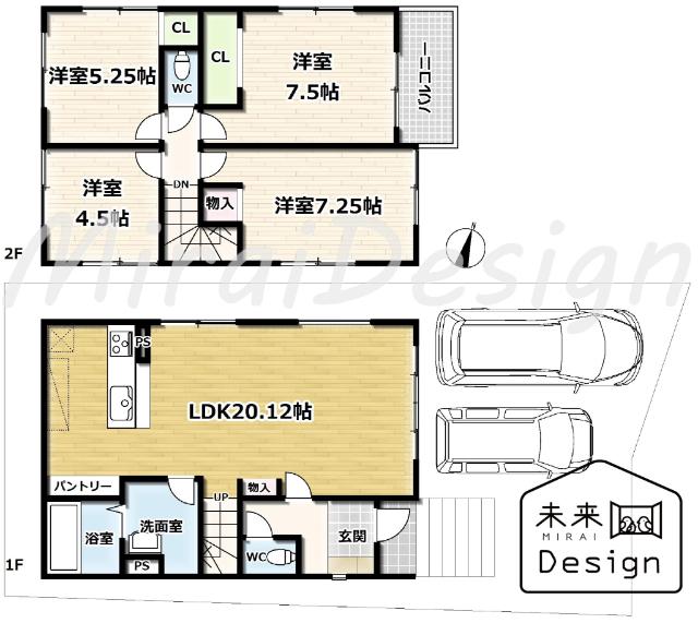宇治市広野町寺山　2号地　新築戸建住宅 間取り図画像