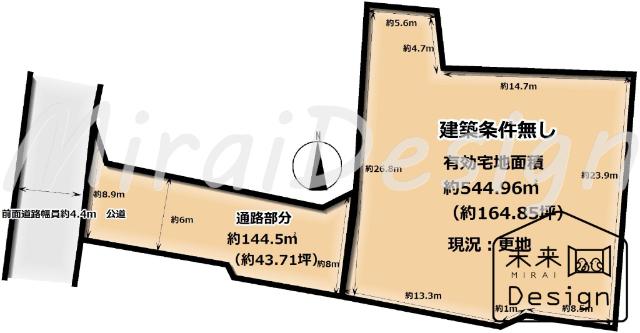 京田辺市草内穴口　建築条件無し　売土地 区画図