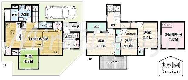 京田辺市薪里ノ内　中古戸建住宅 間取り図画像
