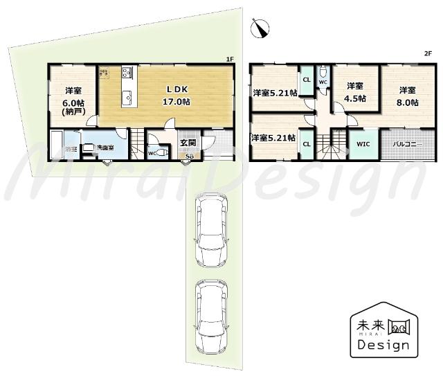 宇治市羽拍子町　2号地　新築戸建住宅 間取り図画像