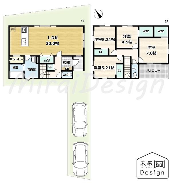 宇治市羽拍子町　3号地　新築戸建住宅 間取り図画像