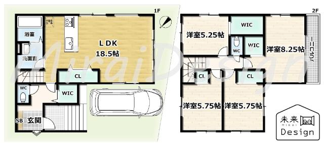 宇治市羽拍子町　1号地　新築戸建住宅 間取り図画像