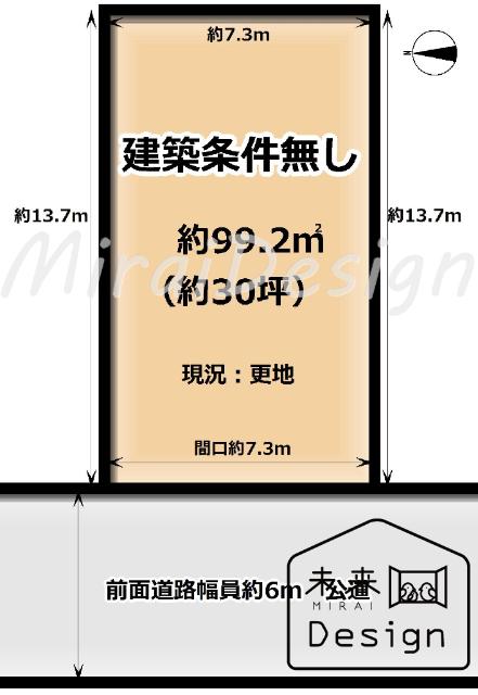 城陽市平川広田　建築条件無し　売土地 区画図