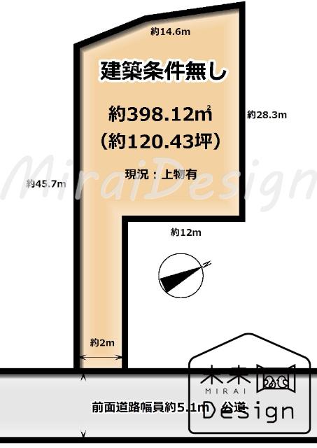 宇治市五ケ庄梅林　建築条件無し　売土地 区画図