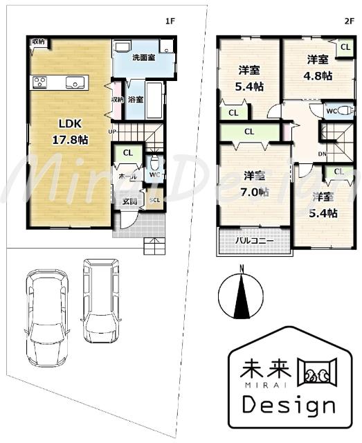 宇治市広野町丸山　新築戸建住宅 間取り図画像