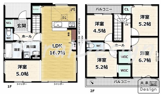 宇治市明星町3丁目　1号棟　新築戸建住宅 間取り図画像