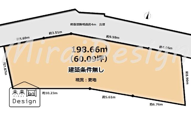 宇治市五ケ庄芝ノ東　建築条件無し　売土地 区画図