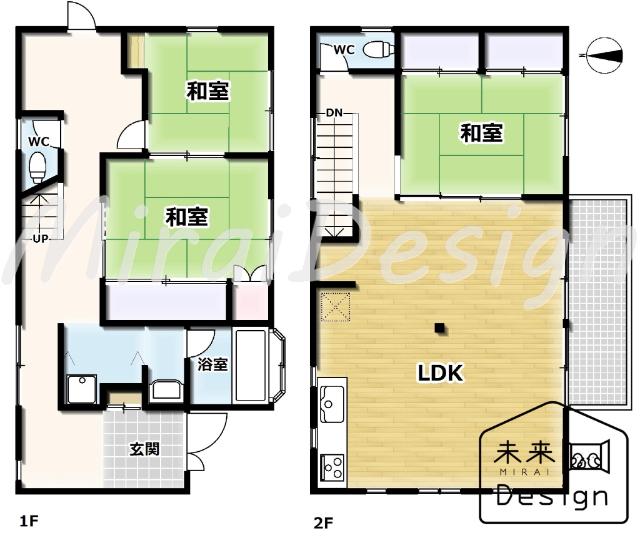 城陽市寺田大谷　中古戸建住宅 間取り図画像