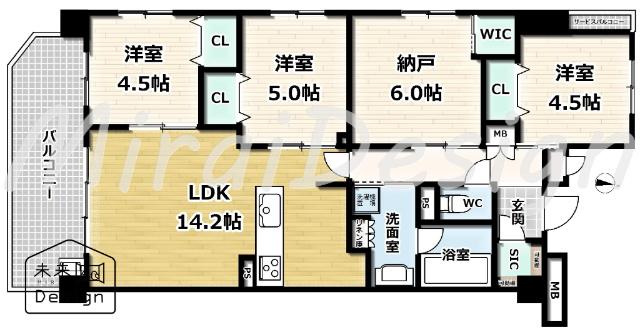 プレサンスロジェ京都城陽 間取り図画像
