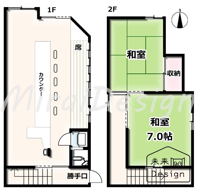 城陽市平川中道表　中古店舗 間取り図画像