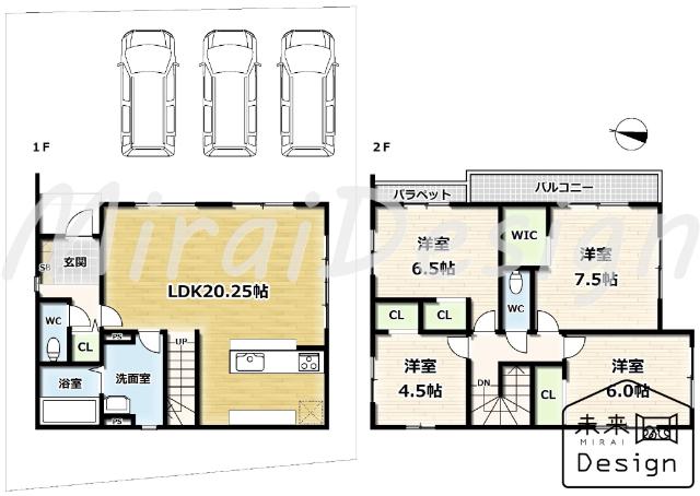 宇治市羽拍子町　新築戸建住宅 間取り図画像