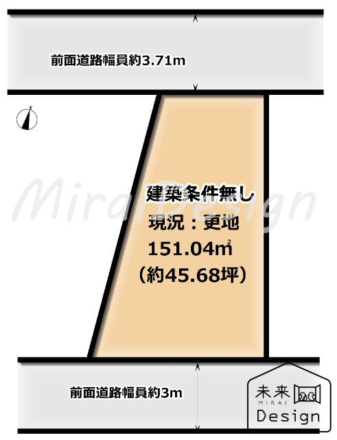 京田辺市大住関屋　建築条件無し　売土地 区画図