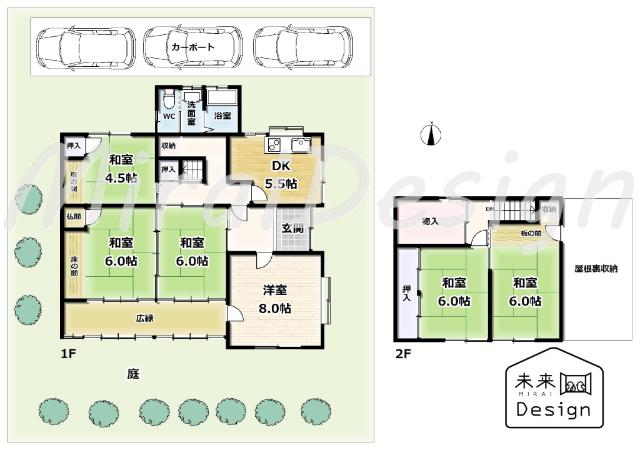 京田辺市宮津宮ノ下　中古戸建住宅 間取り図画像