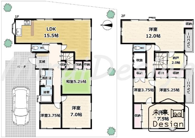 京田辺市薪畠　中古戸建住宅 間取り図画像