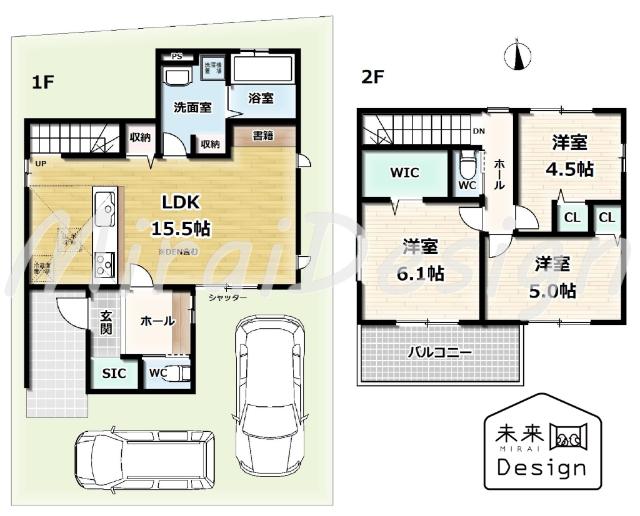 宇治市伊勢田町浮面　新築戸建住宅 間取り図画像