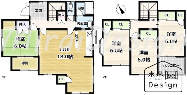 宇治市木幡平尾　中古戸建住宅 間取り図画像