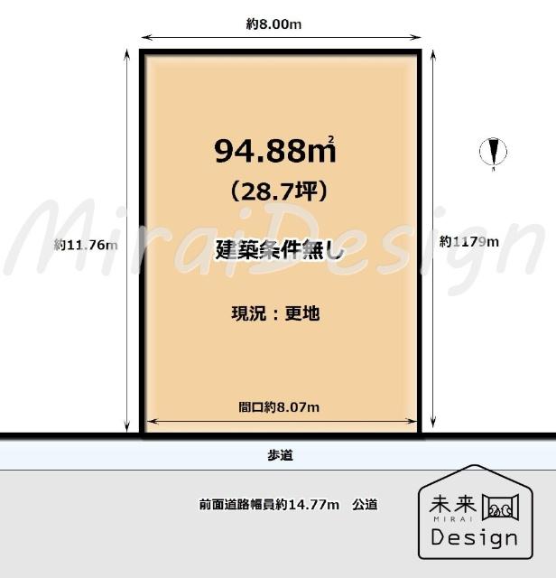 城陽市寺田尺後　建築条件無し　売土地 区画図