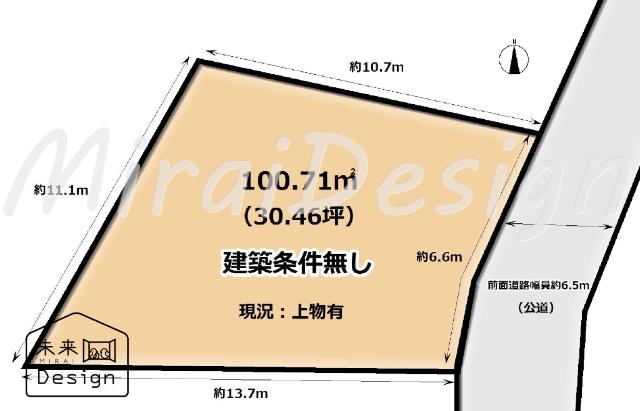 京田辺市興戸南落延　建築条件無し　売土地 区画図