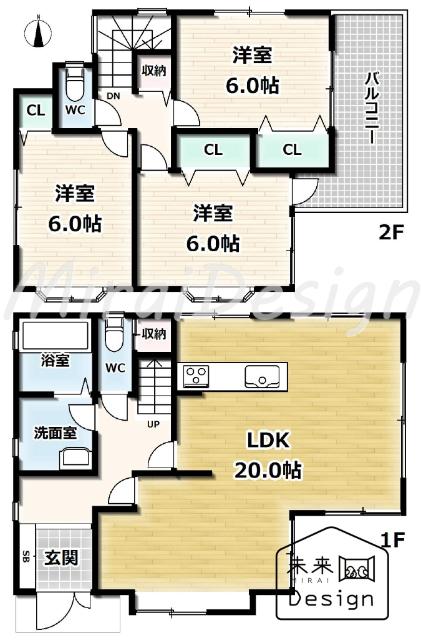 京田辺市薪西山中古戸建 間取り図画像