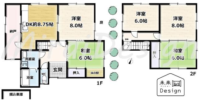 城陽市寺田宮ノ平　中古戸建住宅 間取り図画像