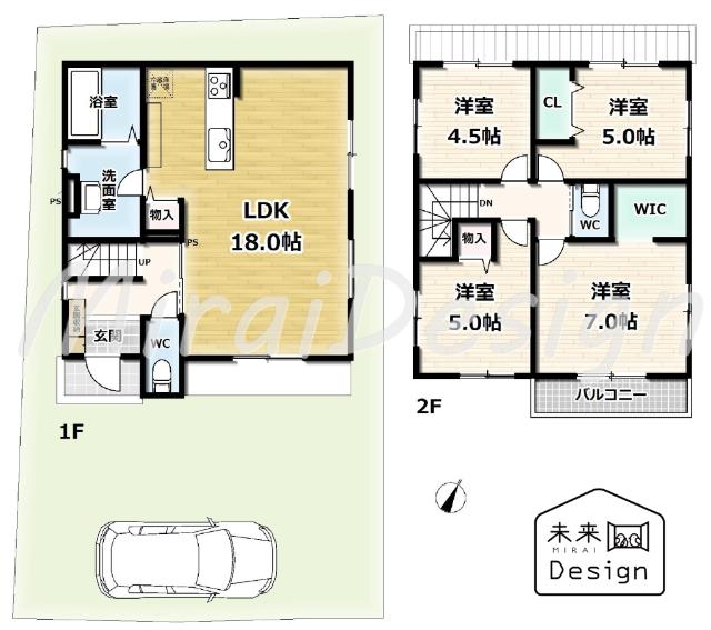 城陽市久世下大谷　1号地　新築戸建住宅 間取り図画像
