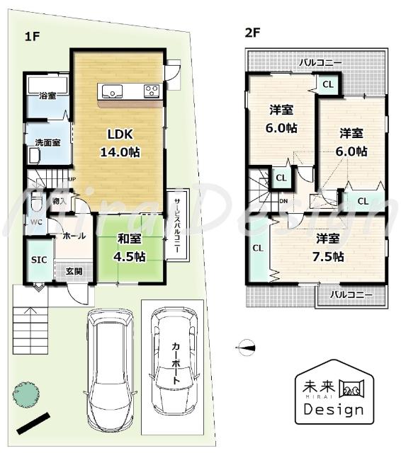 城陽市寺田宮ノ谷　中古戸建住宅 間取り図画像