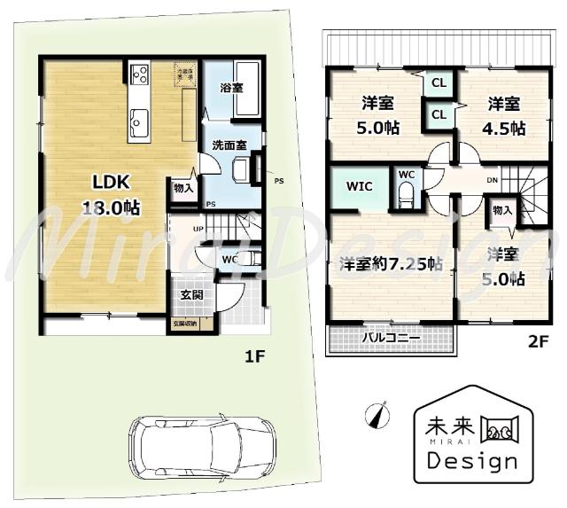 城陽市久世下大谷　2号地　新築戸建住宅 間取り図画像