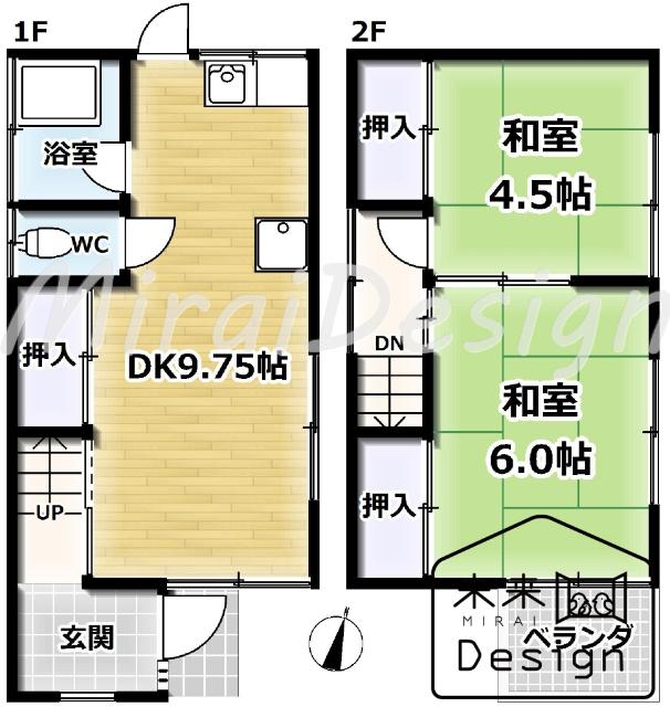 城陽市寺田深谷　中古戸建住宅 間取り図画像