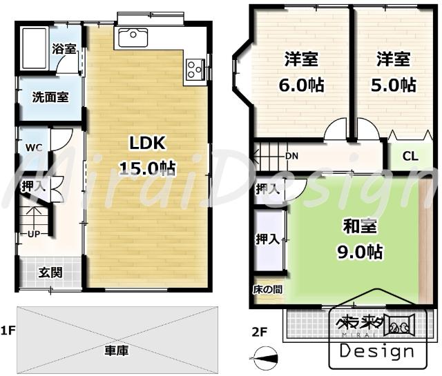 宇治市木幡北山畑　中古戸建住宅 間取り図画像