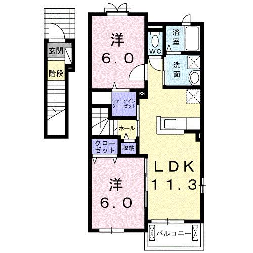 レインボーヒルズ　Ｂ（201） 間取り図画像