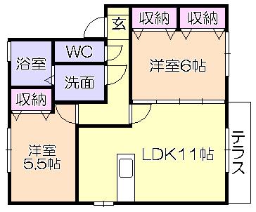 ｸﾚｾﾝﾄｺｰﾄＣ棟（107） 間取り図画像