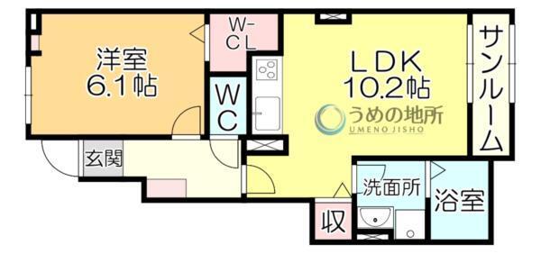 ﾊﾟｰｸﾊｲﾑ柳ノ瀬（102） 間取り図画像
