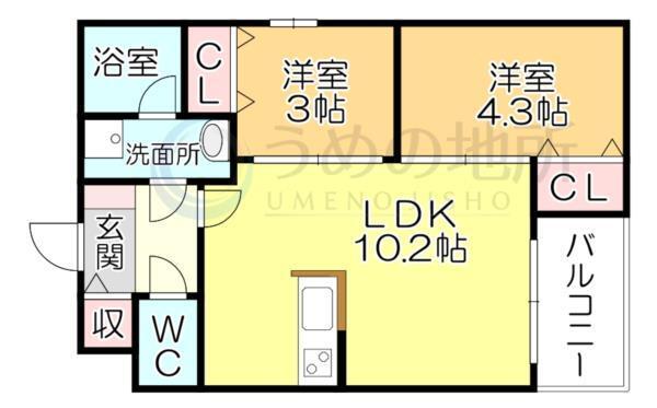 GlanZ六ツ門（205） 間取り図画像