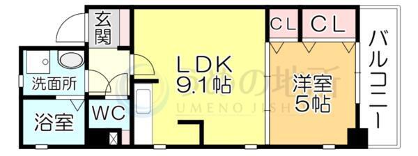 ｲｰｽﾞｶﾞｰﾃﾞﾝ中央（203） 間取り図画像