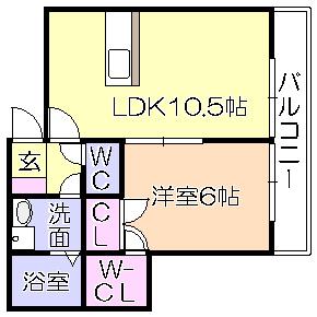 ﾁｬｰﾑﾋﾞﾗII（D1） 間取り図画像