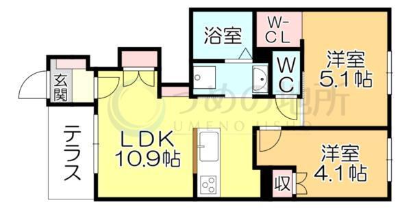 ﾊﾟﾄﾞﾚ　ﾑｰﾙﾄﾒｽｸ（105） 間取り図画像