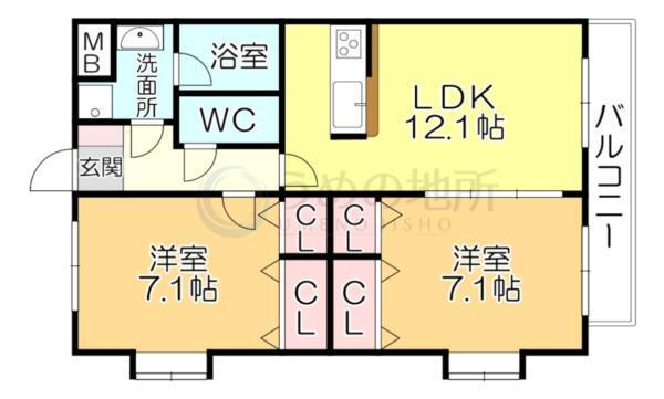ｲﾝﾎﾟｰﾄ久留米ﾙﾋﾞｰV（203） 間取り図画像